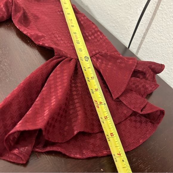 Calvin Klein Houndstooth Boho Lagenlook Bell Dress Flounce Swingy Roomy Wine 12 - Picture 13 of 13